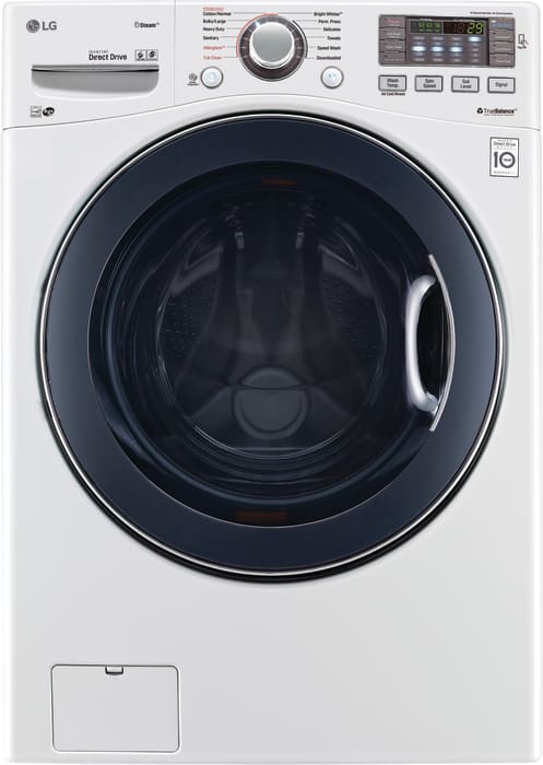 LG WM3770HWA 27 Inch Front Load Washer with Steam TurboWash Technology Smart Diagnosis Allergiene Cycle LG SideKick Compatible 4 Tray Dispenser 4.5 cu. ft. Capacity 12 Wash Cycles NeveRust Stainless S...