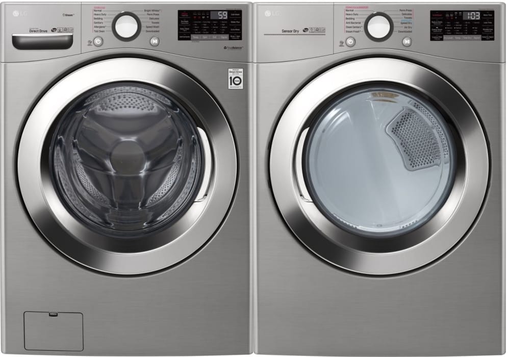 Lg Lgwadrgv37005 Side By Side Washer Dryer Set With Front Load Washer And Gas Dryer In Graphite Steel
