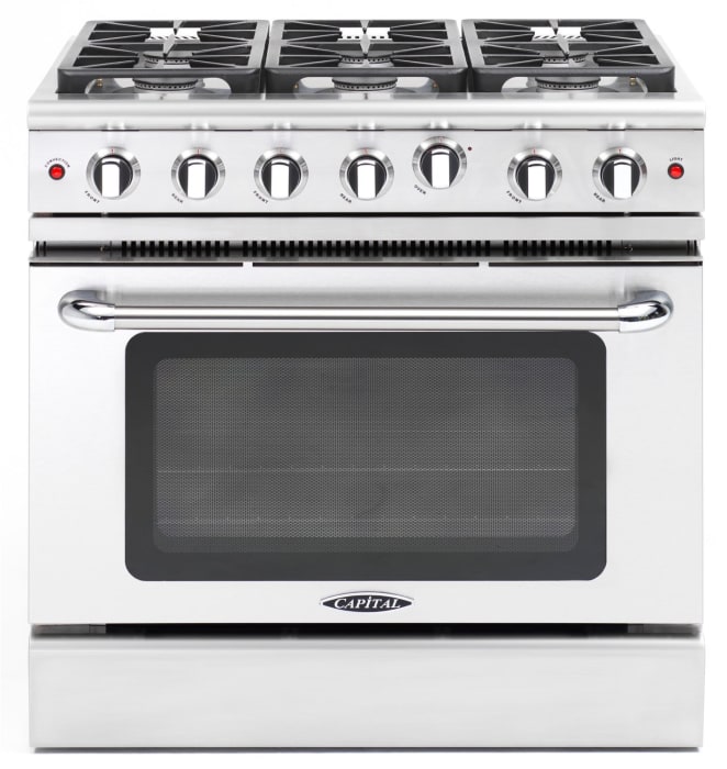 Capital MCR366L 36 Inch Pro-Style Gas Range with 6 Sealed Burners
