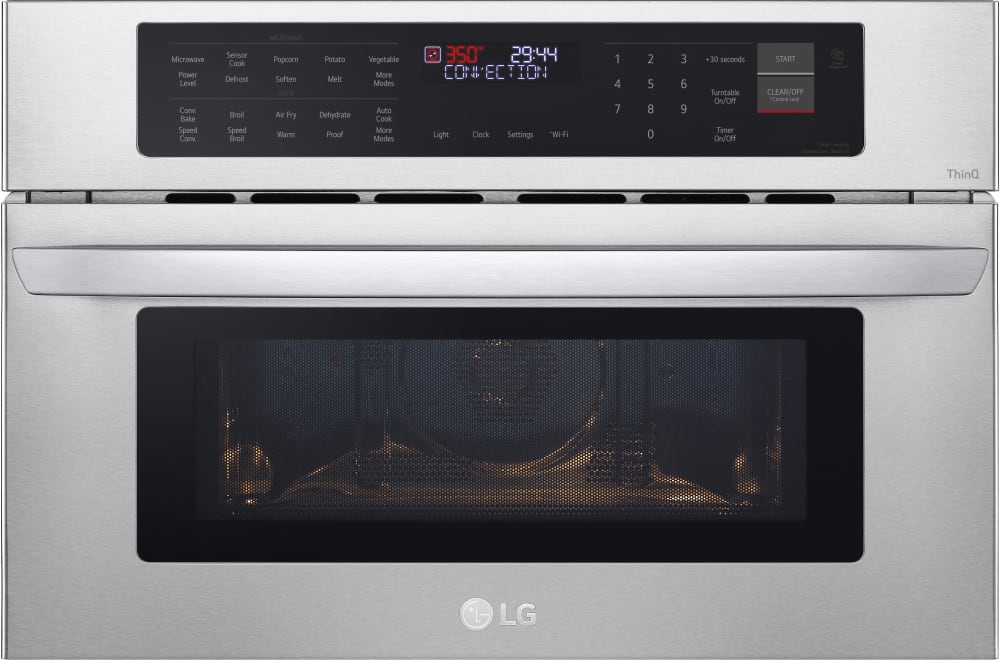 LG MZBZ1715S 30 Inch Single Speed Electric Smart Wall Oven Microwave with 1.7 cu. ft. Total Capacity TurboCook Convection Technology Sensor Cooking Air Fry Wi Fi Enabled Scan to Cook and SmartDiagnosi...