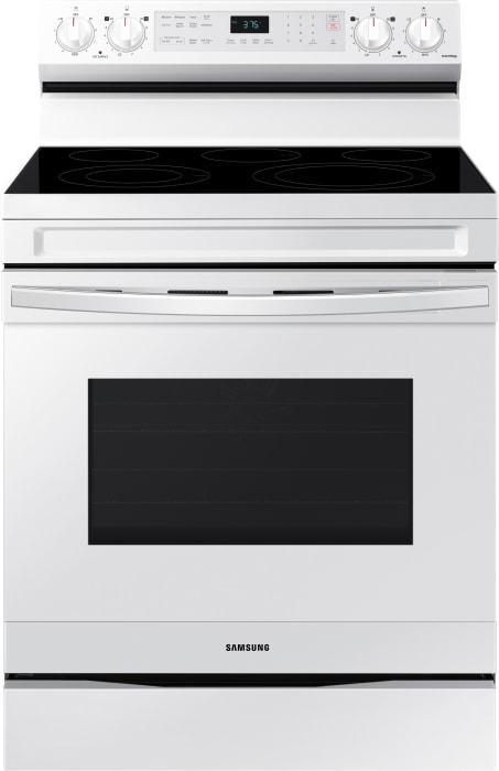 Samsung NE63A6511SW 30 Inch Freestanding Electric Smart Range with 5  Smoothtop Elements, 6.3 Cu. Ft. Capacity, Storage Drawer, Convection,  No-Preheat Air Fry, Self+Steam Clean, Wi-Fi & Voice Enabled, Rapid Boil,  and Star-K