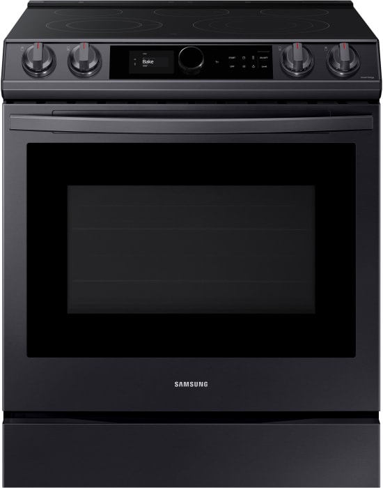 Samsung 30 in. 6.3 cu. ft. Smart Convection Oven Slide-In Electric Range  with 5 Smoothtop Burners - Black with Stainless Steel