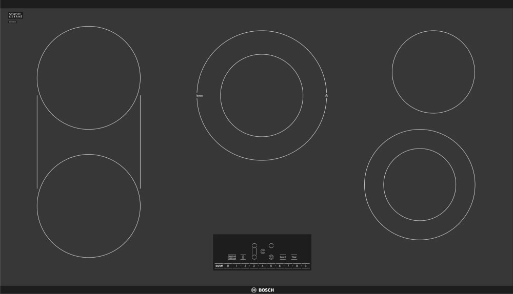 Bosch electric cooktop with downdraft top