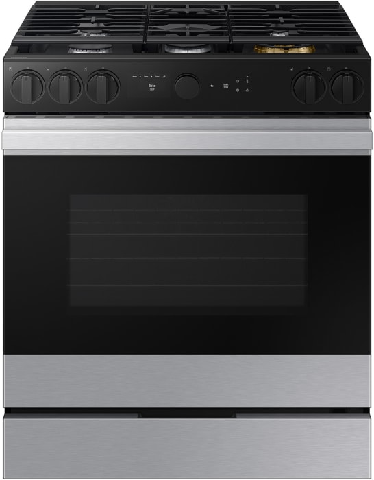 Samsung NSG6DG8700SR 30 Inch Slide In Gas Smart Range with 5 Sealed Burners 6.0 cu. ft. Convection Oven 23K BTU Power Burner Reversible Griddle Storage Drawer Air Fry Self Clean and ADA Compliant