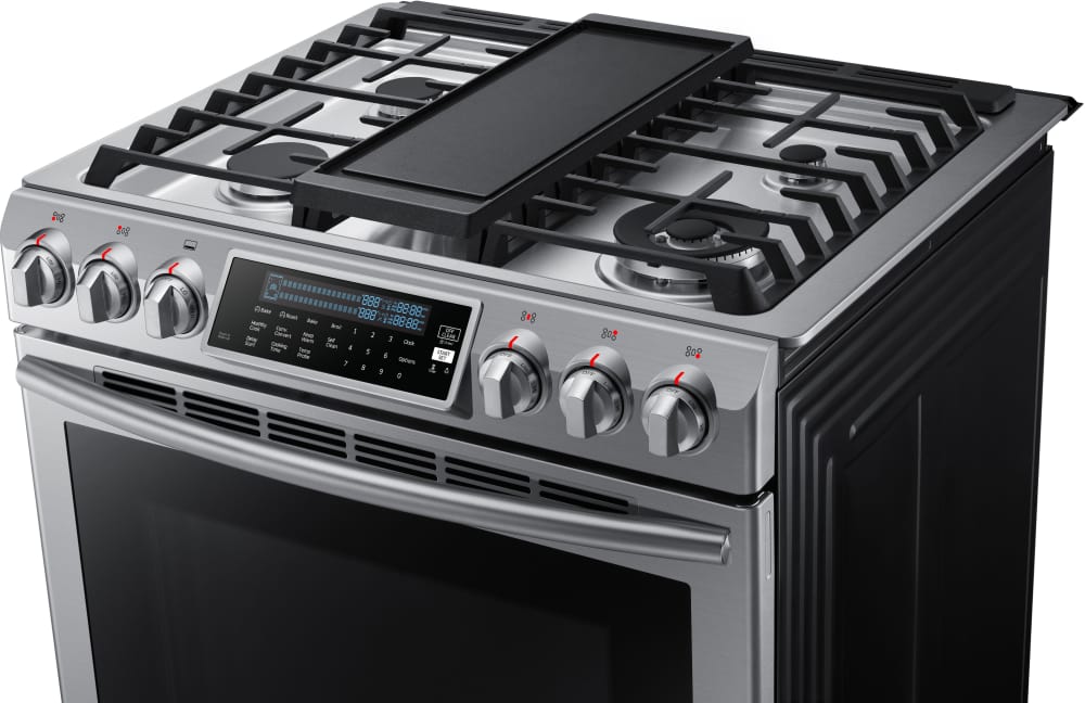 Samsung NX58H9500WS 30 Inch SlideIn Gas Range with 5.8 cu. ft. True