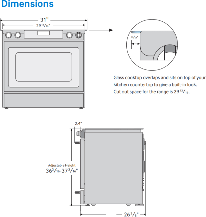 Samsung NX58K9500WG 30 Inch SlideIn Gas Range with True Convection