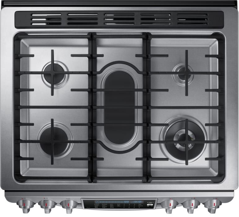 Samsung NX58H9950WS 30 Inch SlideIn Gas Range with 5 Sealed Burners, 5