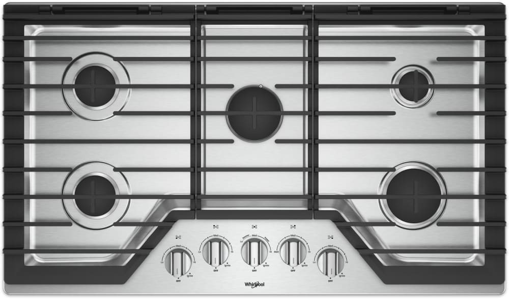 Whirlpool 5-Burner 36-in Gas Cooktop with Griddle and EZ-2-LIFT hinged  grates - Stainless Steel at