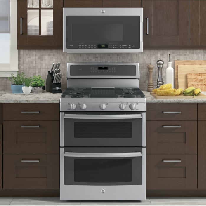 GE PGB980ZEJSS 30 Inch Freestanding Double Oven Gas Range with