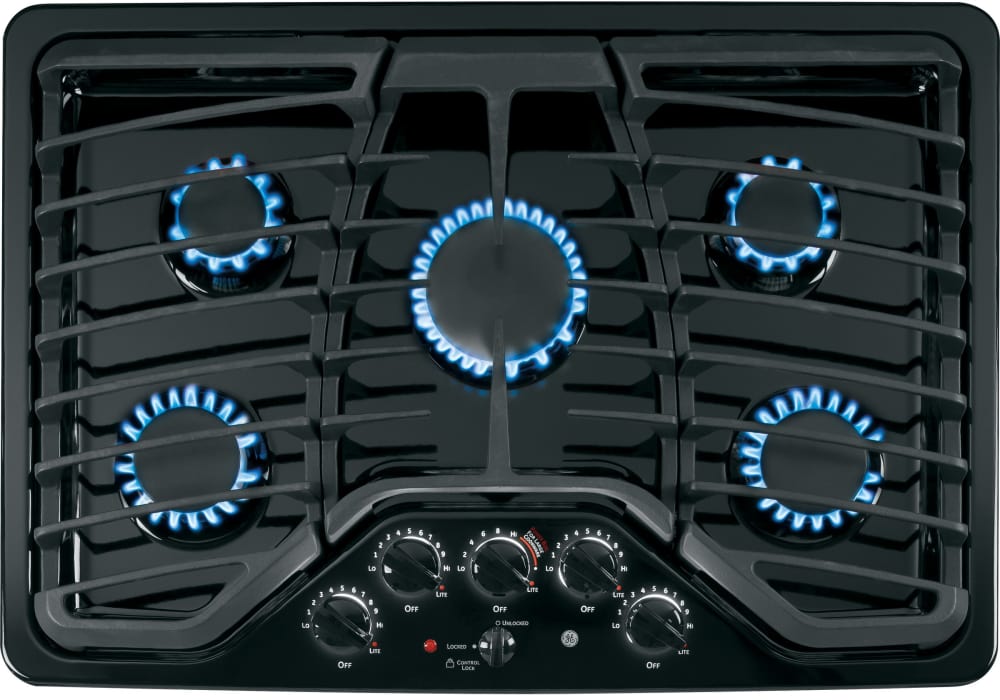 GE PGP953DETBB 30 Inch Gas Cooktop with 5 Sealed Burners, 15,000 BTU