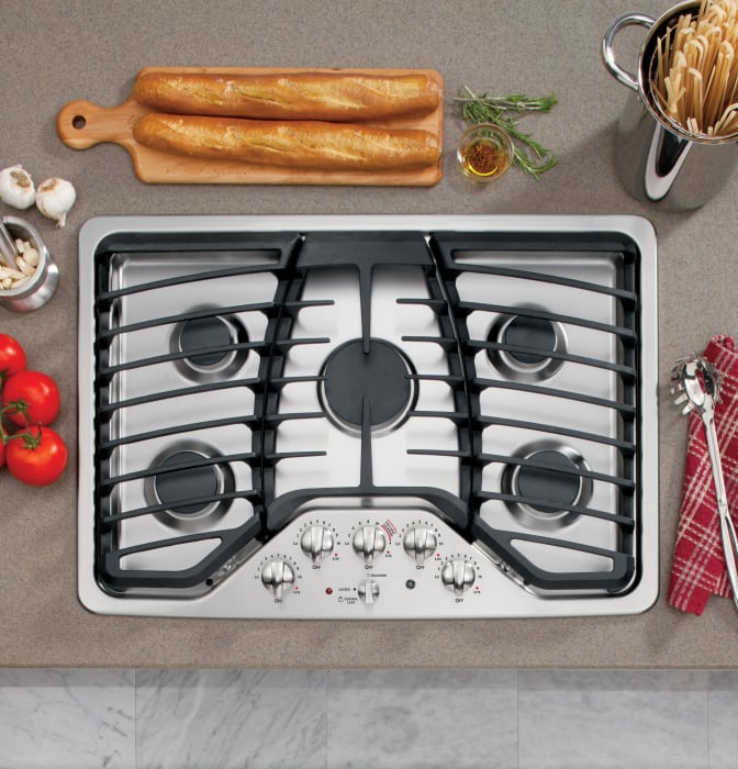GE PGP953SETSS 30 Inch Gas Cooktop with 5 Sealed Burners, 15,000 BTU