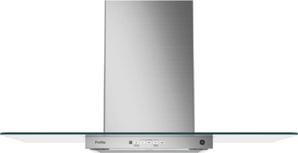 GE PVW7301SJSS Wall Mount Glass Chimney Hood with 350 CFM Blower