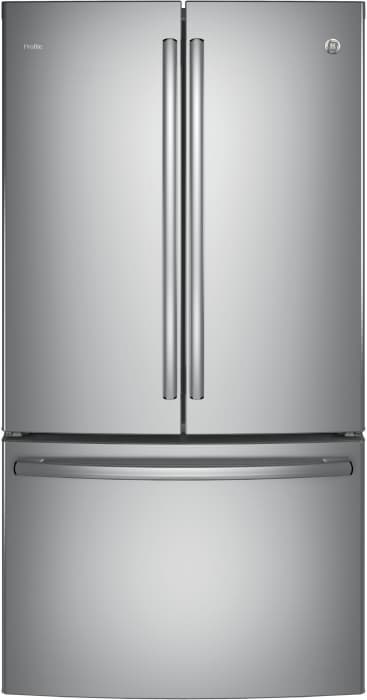 Ge Pwe23kskss 36 Inch Counter Depth French Door Refrigerator With 23 1 Cu Ft Capacity Twinchill Turbo Cool Freeze Temperature Controlled Drawer Quick Space Shelf Enhanced Shabbos Mode Capable Internal Water Dispenser Advanced Water