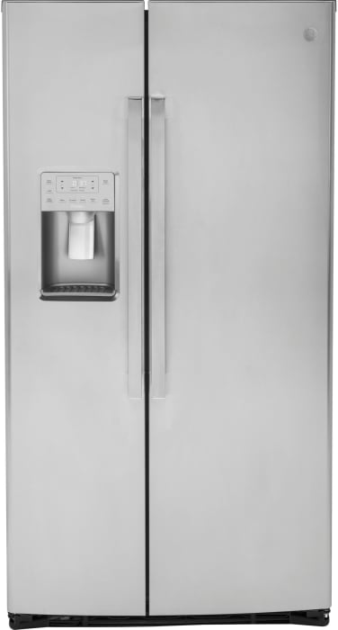 Ge Pzs22mykfs 36 Inch Counter Depth Side By Side Refrigerator With 21 9 Cu Ft Capacity Adjustable Spillproof Glass Shelves Filtered Water Child Lock Door Alarm Showcase Led Lighting Turbo Cool Quick Ice Settings