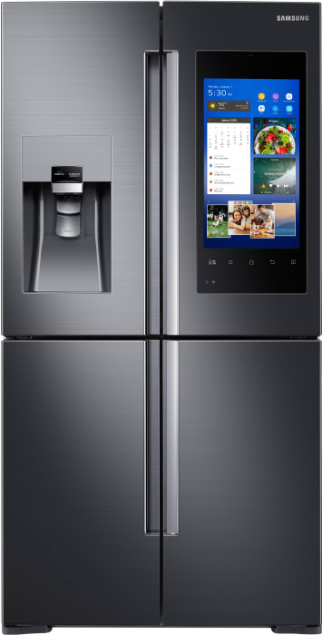 Samsung Rf28m9580sg 36 Inch 4 Door French Door Refrigerator With Family Hub Flexzone Built In Cameras Fingerprint Proof Filtered Dispenser Spill Proof Glass Shelves Wine Rack Recessed Handles Gallon Door Storage Energy Star And 28 Cu