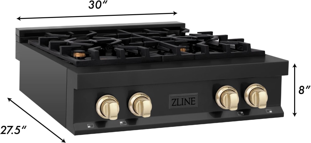 ZLINE RTBZ30G 30 Inch Gas Rangetop with 4 Sealed Burners, 18,000 BTU ...