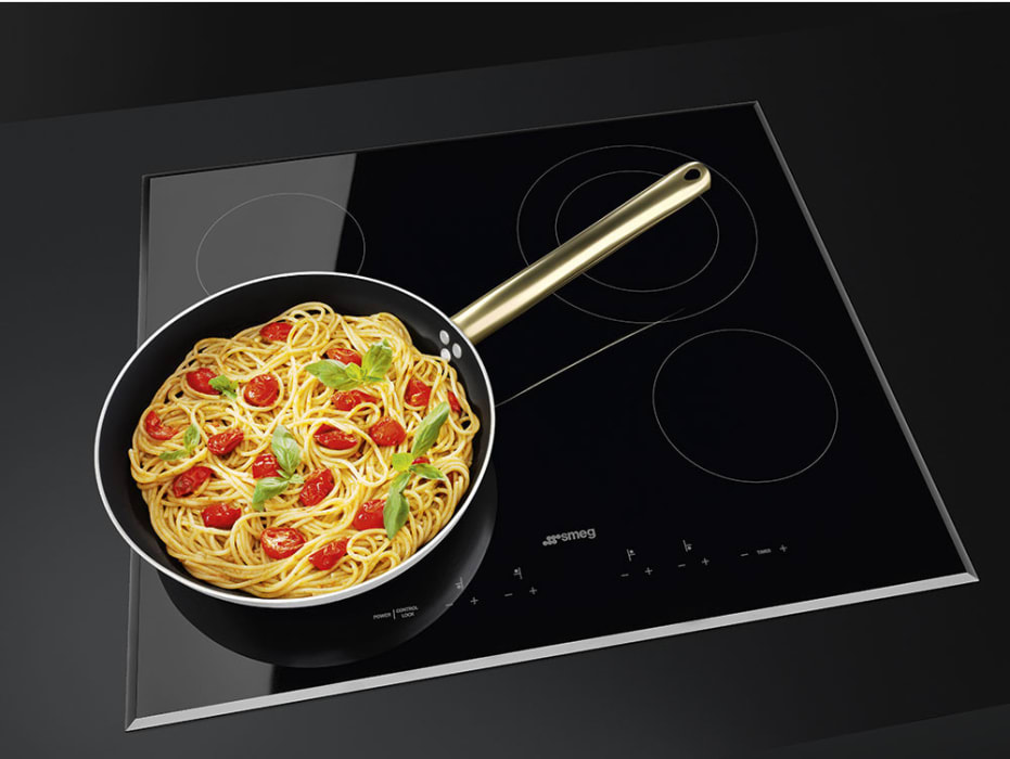 Smeg SEU244ETB 24 Inch Electric Cooktop with 4 HighLight Radiant Elements, Ceramic Glass