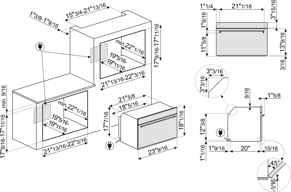 Smeg SFU4300MX 24 Inch BuiltIn Combi Microwave Oven with 2.54 Cu. Ft