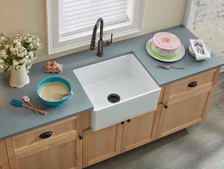 fireclay sink drop in rectangular kitchen