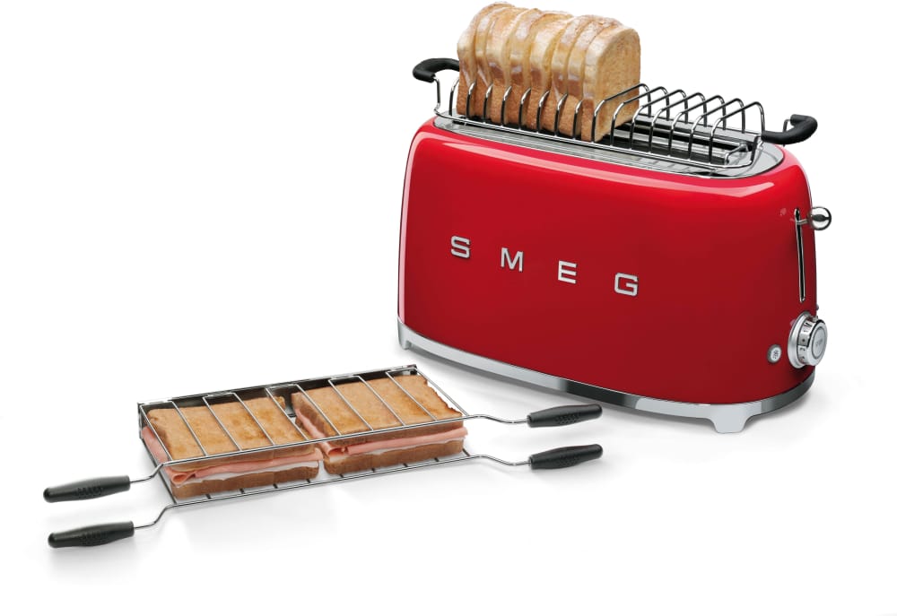 Smeg TSF02RDUS Countertop Toaster with 4 Slice Capacity, Defrost