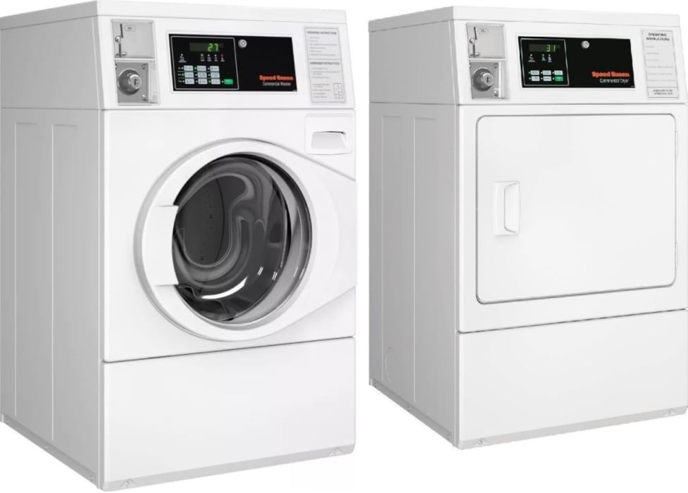 Speed Queen SQWADRGW6 SidebySide Washer & Dryer Set with Front Load Washer and Gas Dryer in White