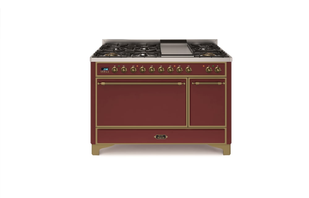 Ilve UMC120FDMPRBY 48 Inch Dual Fuel Range with Digital Clock, Timer