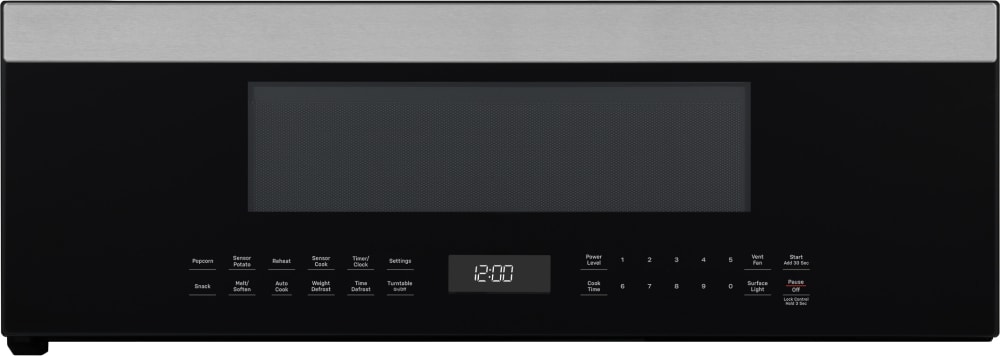 GE UVM9125STSS 30 Inch Over the Range Microwave Oven with 1.2 cu. ft. Capacity 2 Speed 400 CFM Sensor Cook 1 000 Cooking Watts Low Profile Melt Feature Time Weight Defrost Lock Controls Glass Touch Co...