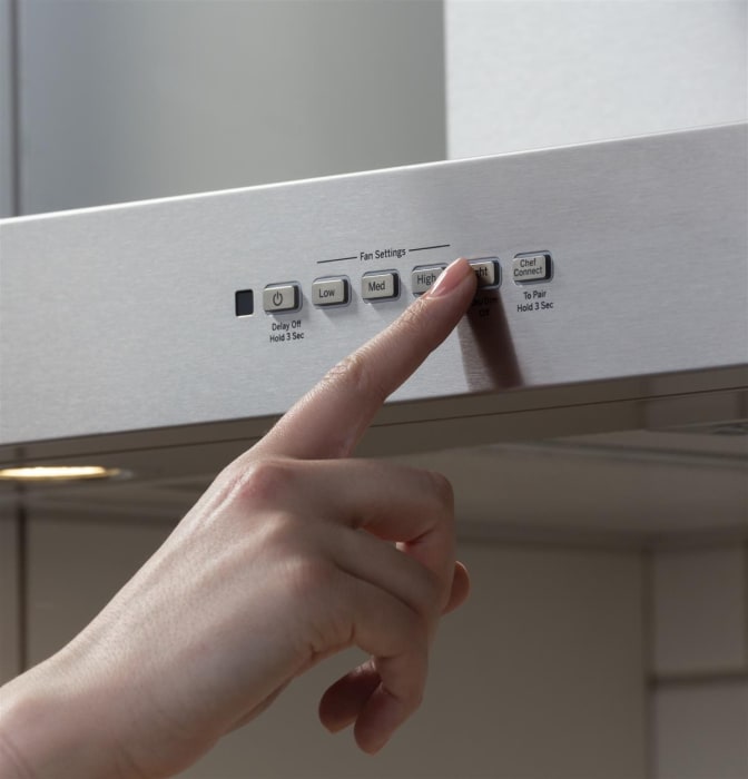 GE UVW8301SLSS 30 Inch Designer Wall Mount Hood with 350CFM Venting