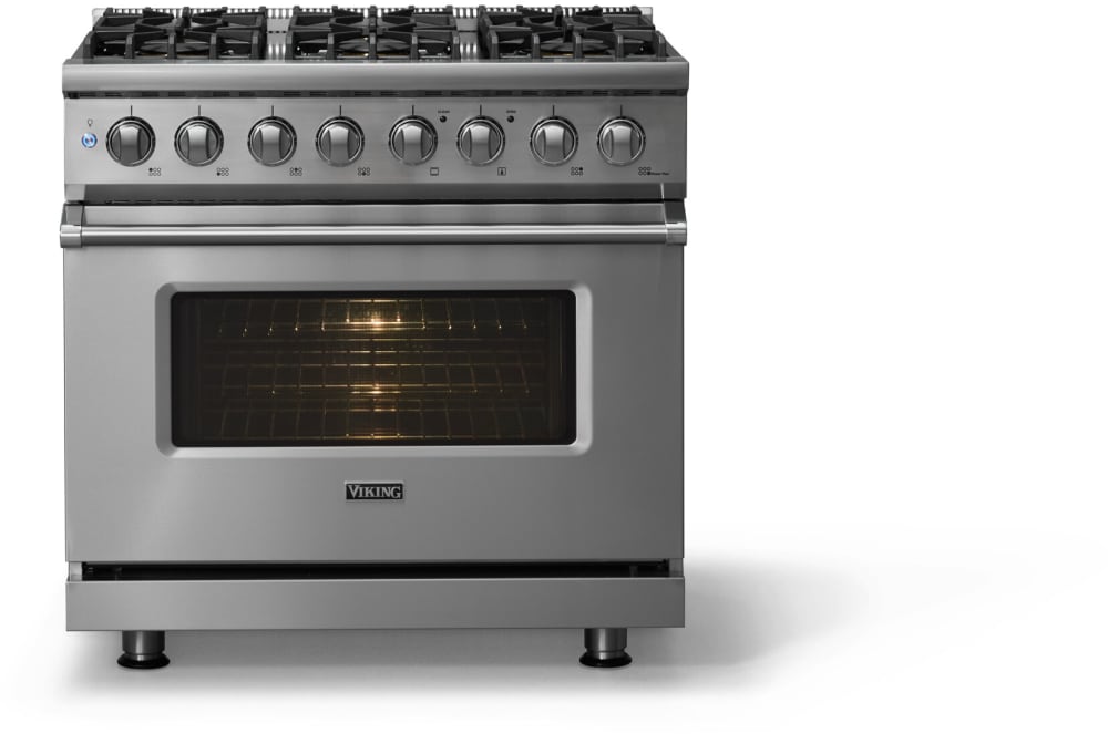 Viking VDR53646BSS 36 Inch Freestanding Dual Fuel Range with 6