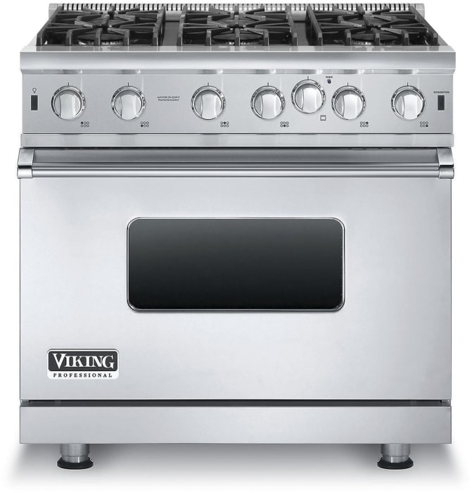 Viking VGIC53616BSSLP 36 Inch ProStyle Gas Range with Convection, Infrared Broiler, VariSimmer