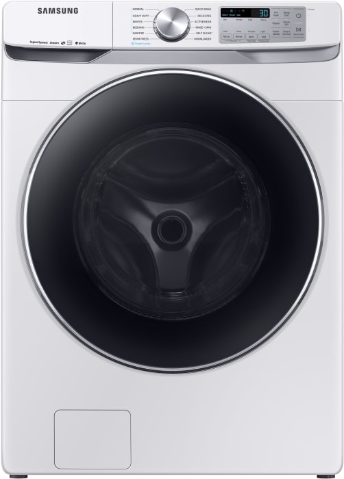 Samsung Wf45r6300aw 27 Inch Front Load Washer With 4 5 Cu Ft Capacity 12 Wash Cycles Sanitize Cycle 1 200 Rpm Bixby Enabled Steam Superspeed Cycle Vrt Plus Technology Smart Care Self Clean And
