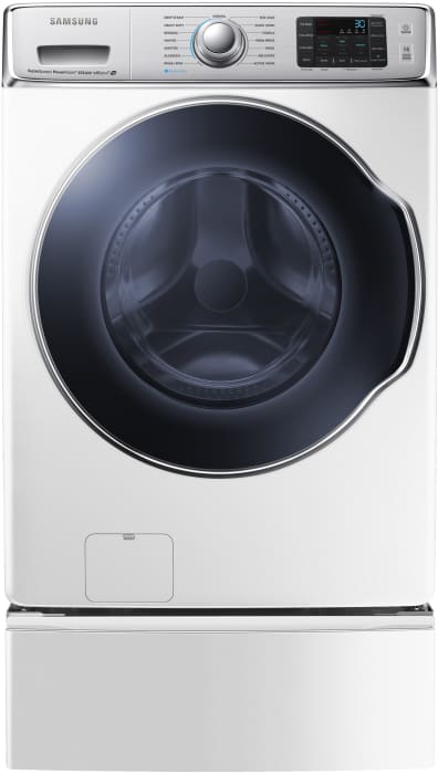 Samsung Wf56h9100aw 30 Inch 5 6 Cu Ft Front Load Washer With 15 Wash Cycles 1 300 Rpm Steam Superspeed Cycle Powerfoam Sanitize Cycle Vibration Reduction Plus Smart Care Self Clean And Energy Star Certification White