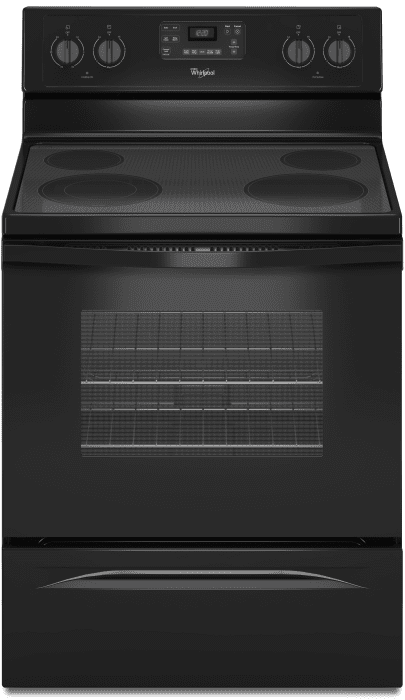 Whirlpool Wfe515s0eb 30 Inch Freestanding Electric Range With Accubake Flexheat Steamclean Counter Depth 4 Smoothtop Elements 5 3 Cu Ft Capacity Hidden Bake Element And Storage Drawer Black