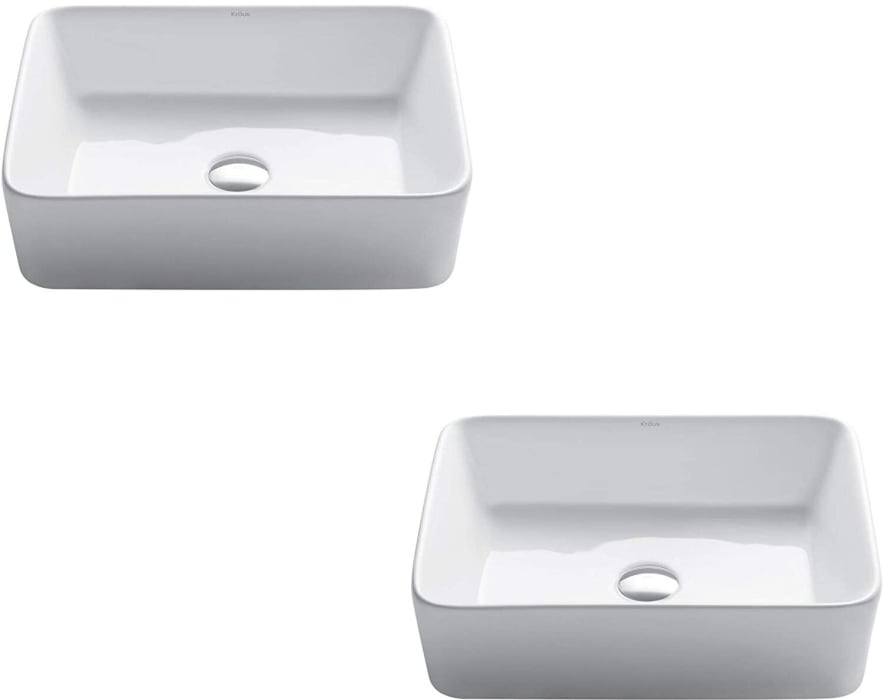 kraus rectangular ceramic vessel bathroom sink in white