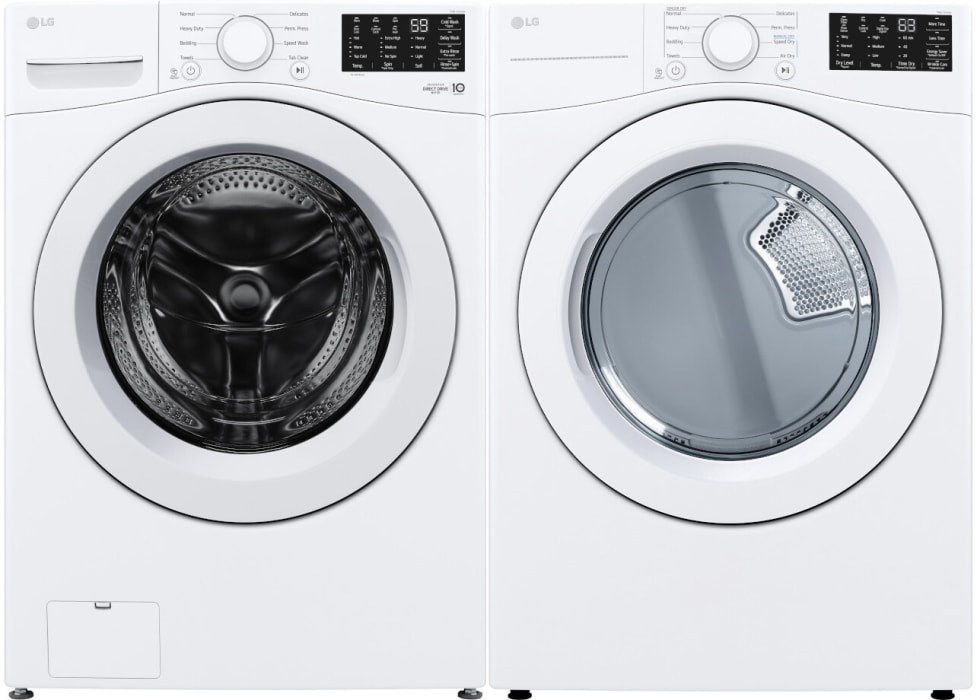 LG LGWADRGW3471 Side by Side Washer Dryer Set with Front Load Washer and Gas Dryer in White