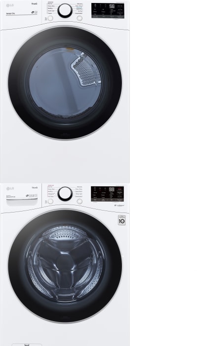 LG LGWADRGW36004 Stacked Washer Dryer Set with Front Load Washer and Gas Dryer in White