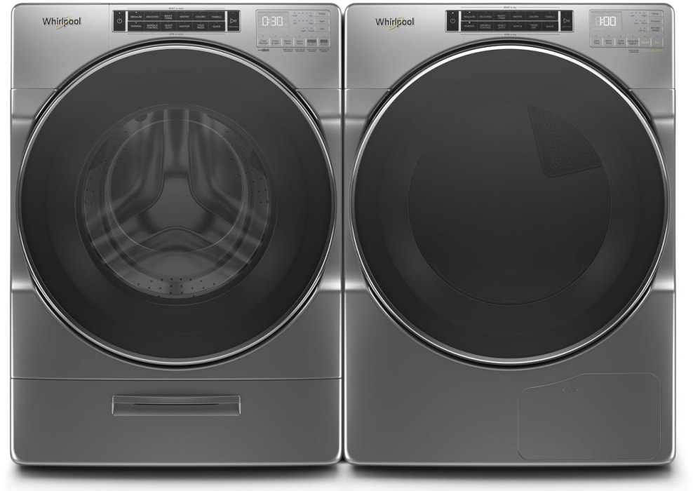 Whirlpool Wpwadrec8621 Side By Side Washer Dryer Set With Front Load Washer And Electric Dryer In Chrome Shadow