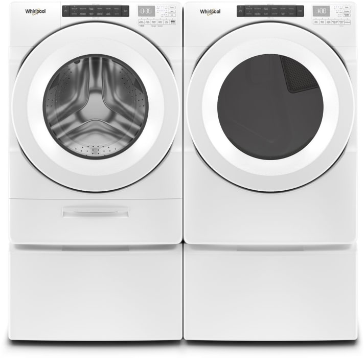 Whirlpool Wpwadrgw56203 Side-By-Side On Storage Drawer Pedestal Washer &  Dryer Set With Front Load Washer And Gas Dryer In White