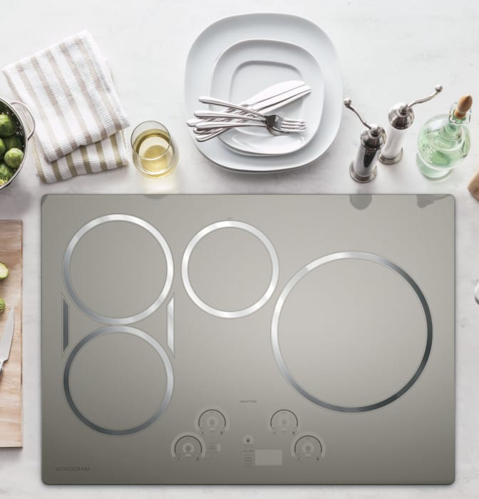 Monogram ZHU30RSJSS 30 Inch Induction Cooktop with 4 Cooking Zones, 3700 Watts, Slide Touch