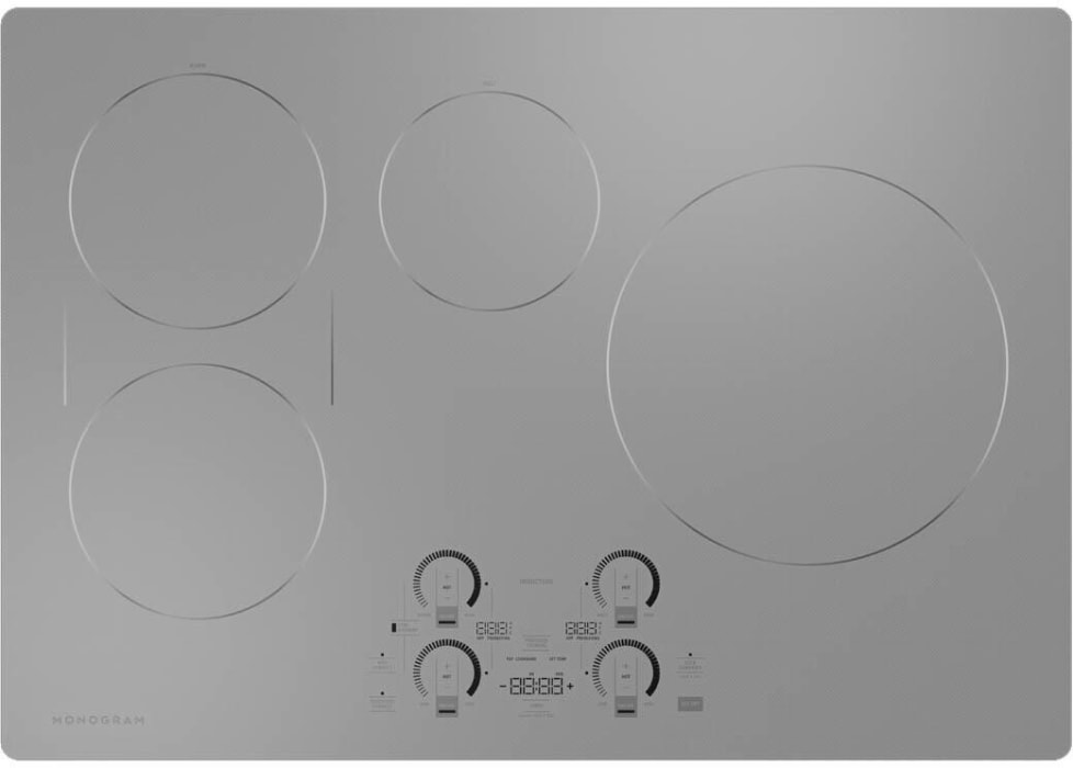 Monogram ZHU30RSTSS 30 Inch Smoothtop Smart Induction Cooktop with 4  Cooking Zones, Pan Size Sensor, Sync-Burners, and Touch Controls: Stainless  Steel