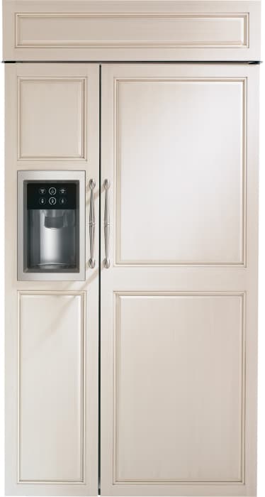 Monogram Zisb420dk 42 Inch Built In Side By Side Refrigerator With Adjustable Glass Shelves Climate Control Drawer Deli Drawer Humidity Controlled Crisper Gallon Door Storage External Water Ice Dispenser Wifi Connect And Led Lighting Custom Panel