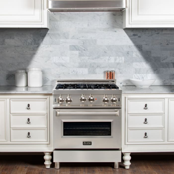 ZLINE RG30 30 Inch Gas Range with 4 Italian Burners, Porcelain Cooktop