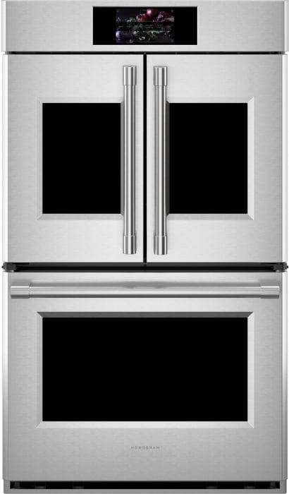 Monogram ZTDX1FPSNSS 30 Inch Double Convection Smart Electric Wall Oven with 10 Cu. Ft. Total Capacity True European Convection Self Clean Steam Clean Option Keep Warm Mode No Preheat Mode Air Frying ...