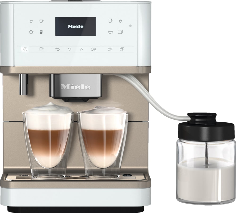 Miele 11648190 MilkPerfection 10 Inch Countertop Smart Coffee Machine with WiFi Conn@ct, Double Venturi Technology, and AromaticSystem: Lotus White CleanSteel Metallic