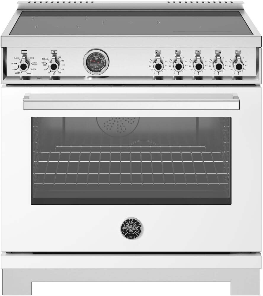 PRO365ICFEPART by Bertazzoni - 36 inch Induction Range, 5 Heating Zones and  Cast Iron Griddle, Electric Self-Clean Oven Arancio