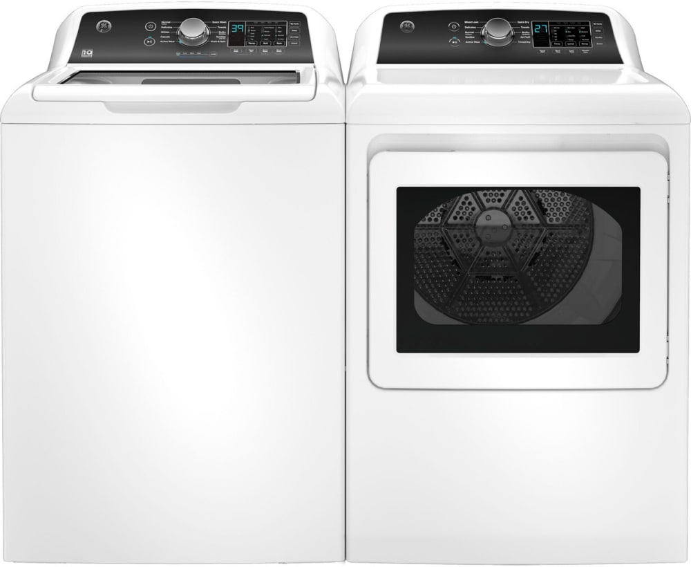 Top load washer store dryer set