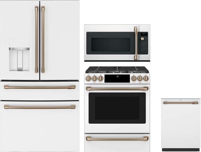 White appliances with clearance gold trim