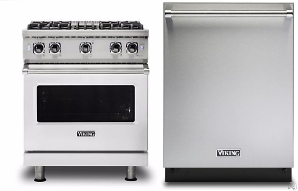Gas Range And Dishwasher In Stainless Steel