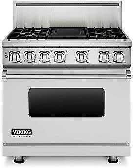 VDR73624GSS Viking 36 Professional 7 Series Dual Fuel Range with 4  Elevation Burners and Griddle - Natural