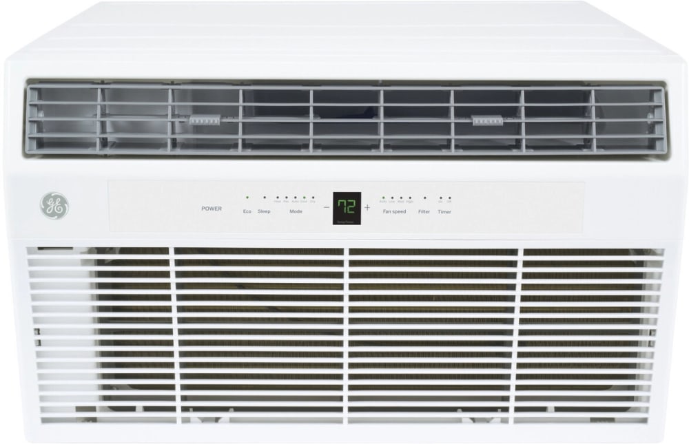 GE AKEQ12DCJ Built-In Thru the Wall Air Conditioner with 10,600 BTU  Heating, 3-Speed Fan, Large LCD Display, ECO Mode, Dry Mode, Auto Mode,  Sleep Mode, 6-Way Directional Airflow, Washable Filter, and Remote